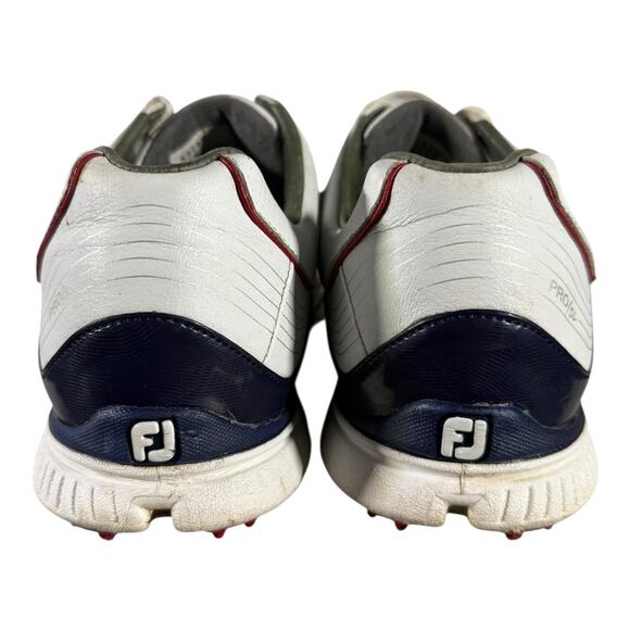FootJoy FJ Men’s Golf Shoes White Navy Red Leather Spikeless Size 12M - Picture 5 of 8